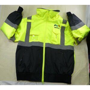 Petra Roc Hi-Vis Lime/Black Safety Jacket Detachable Hood Reflective Stripes ANS